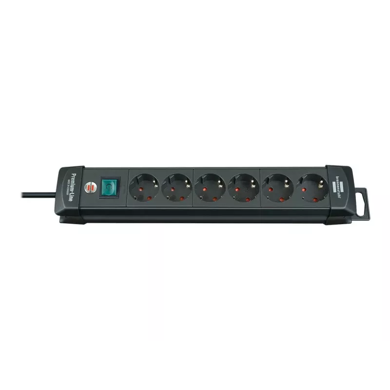 Regleta de enchufes Brennenstuhl Premium-Line 6 tomas negra, 3 m Premium-Line 6 tomas negra 3 m H05VV-F 3G1,5, con interruptor (1951160100)