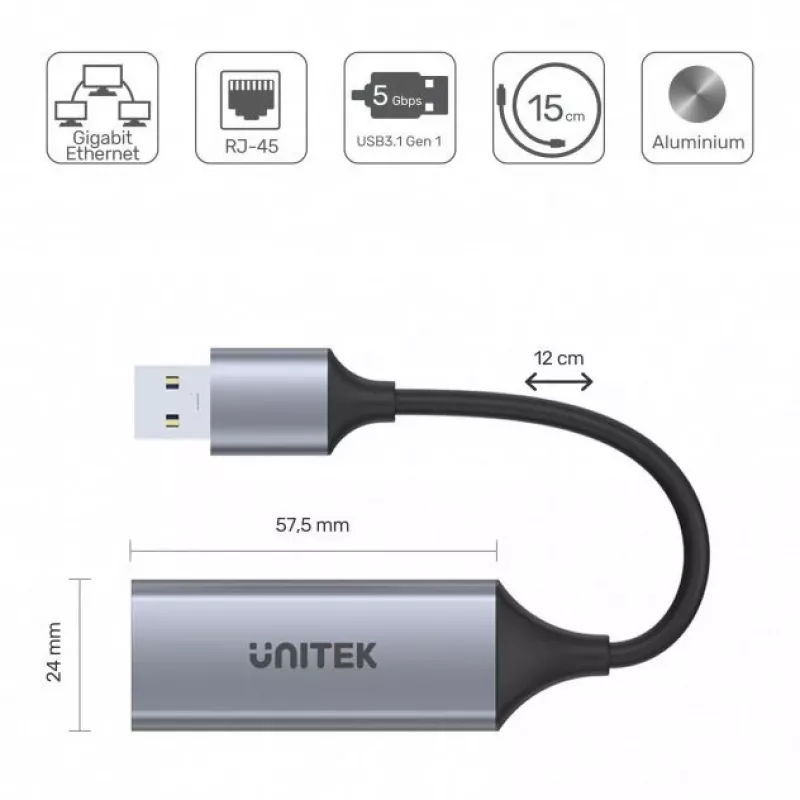 Tarjeta de interfaz Unitek U1309A, gris, 57,5×24×16 mm