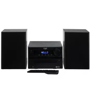 Minicadena estéreo Hi‑Fi Adler AD 1917 — Bluetooth V5.3, CD/USB/MP3, 2×25 W RMS, sintonizador FM, ecualizador de 4 bandas, AUX, negro