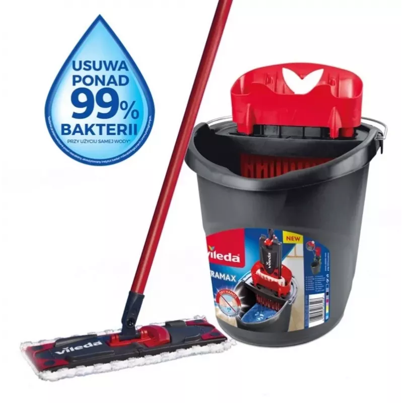 Vileda Ultramax set completo fregona y cubo, Gris