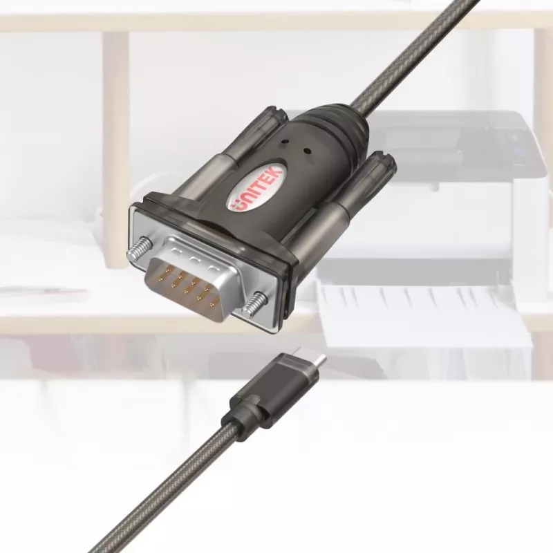 Unitek Y-1105K adaptador de USB-C a RS-232, 1,5 m, negro