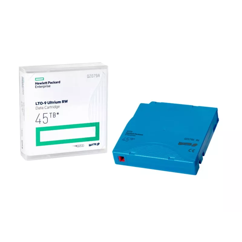 HPE Q2079AN LTO-9 Ultrium cintas de datos 18 TB / 45 TB, 1,27 cm, 20 uds. con etiquetas no personalizadas, azul claro