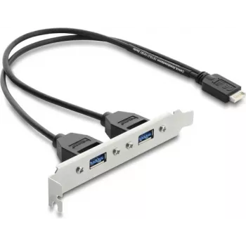 Tarjeta adaptadora USB Type-E Key B interna DELOCK 67346 — 2× USB-A 5 Gbit/s con chapa de ranura
