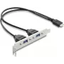 Tarjeta adaptadora USB Type-E Key B interna DELOCK 67346 — 2× USB-A 5 Gbit/s con chapa de ranura