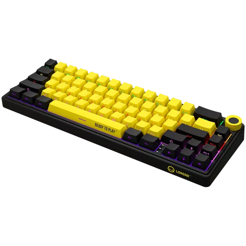 Teclado gaming mecánico LORGAR KBP70MW 65% negro amarillo distribución EN