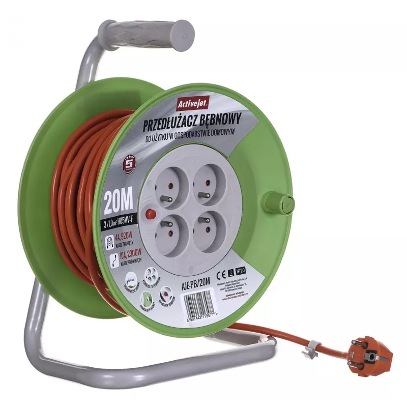 Alargador con carrete Activejet AJE-PB/20M 20 m