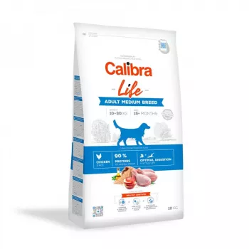 Comida seca para perros Calibra Life Adult Medium pollo 12 kg — alimento completo para perros adultos de tamaño mediano, 24 % proteína, 15 % grasa