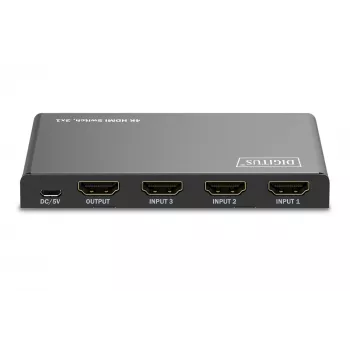 Conmutador HDMI 4K Digitus 3x1 metal negro 18 Gbit/s