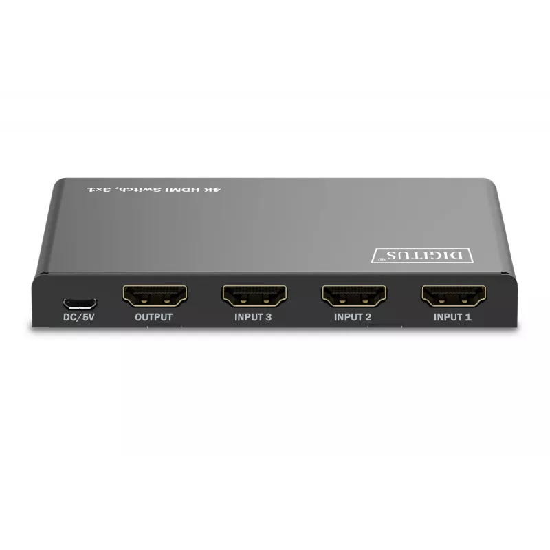 Conmutador HDMI 4K Digitus 3x1 metal negro 18 Gbit/s