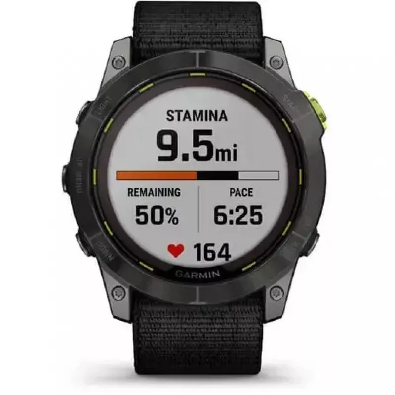 Reloj inteligente Garmin Enduro 2 Sapphire Solar 35 mm, pantalla táctil MIP de 1,4" 280 x 280, 32 GB, GPS, Wi-Fi, caja de titanio DLC Carbon Grey, correa negra