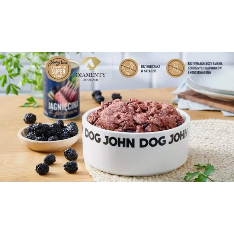 JOHN DOG Berry Line Cordero con moras comida húmeda para perros, 800 g