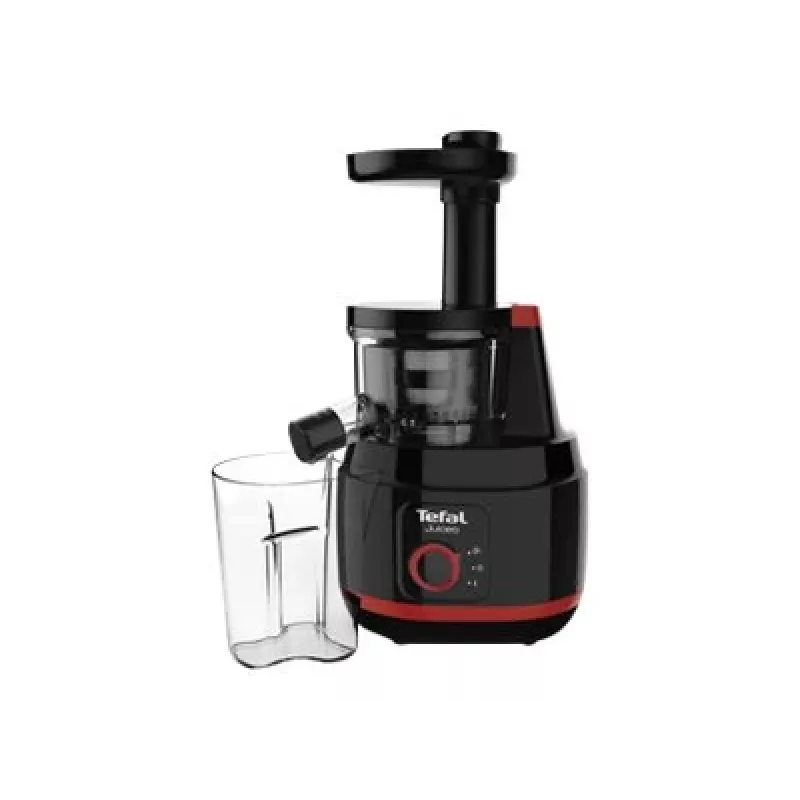 Tefal Juiceo ZC150838 licuadora de prensado lento, 150 W, depósito de pulpa de 0,8 l, negro/rojo