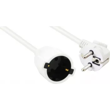 Cable de prolongación de corriente helos 262878 CEE 7/7 (conector macho acodado) a CEE 7/7 (conector hembra recto) 250V 16A 10m blanco