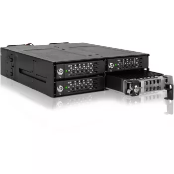 ICY DOCK - ToughArmor MB720MK-B V3 - 4x PCIe 4.0 M.2 NVMe a 4x OCuLink en 1x bahía de 5,25 marco móvil metal negro con bloqueo de llave (compatible con Tri-Mode)