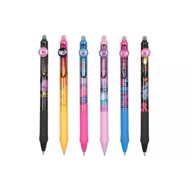 Bolígrafo retráctil borrable con recubrimiento de goma CoolPack Disney Stitch negro