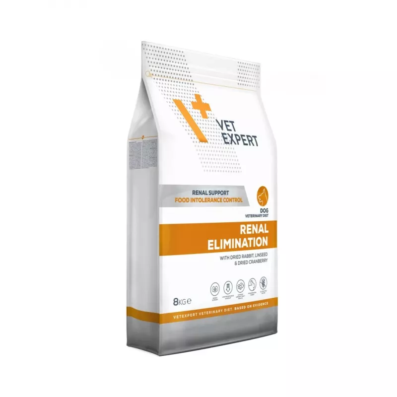 Pienso seco para perros VETEXPERT Veterinary Diet Renal Elimination — adulto, sabor conejo, 8 kg, proteína 15,8 %, grasa 19,5 %