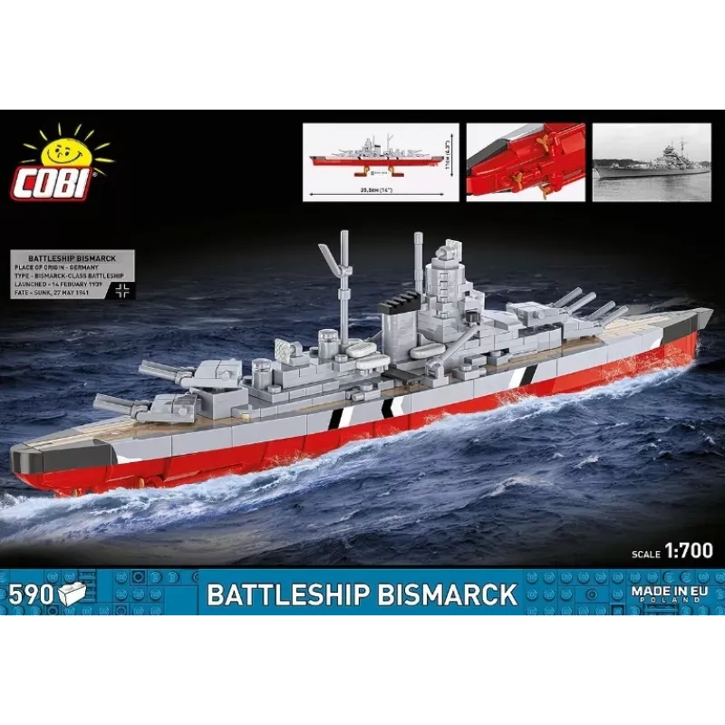 Set de construcción Cobi acorazado Bismarck modelo, 590 piezas