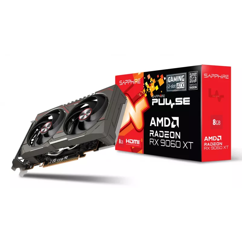 Tarjeta gráfica Sapphire Radeon RX 9060 XT – 8 GB GDDR6, 128 bits, PCIe x16 5.0, refrigeración de doble ventilador