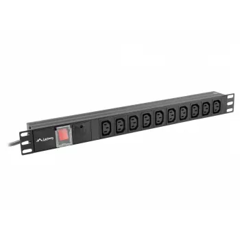 Unidad de distribución de corriente LANBERG PDU-10I-0200-IEC-BK — 10 salidas C13, cable de 2 m, 10 A, 2500 W, negro