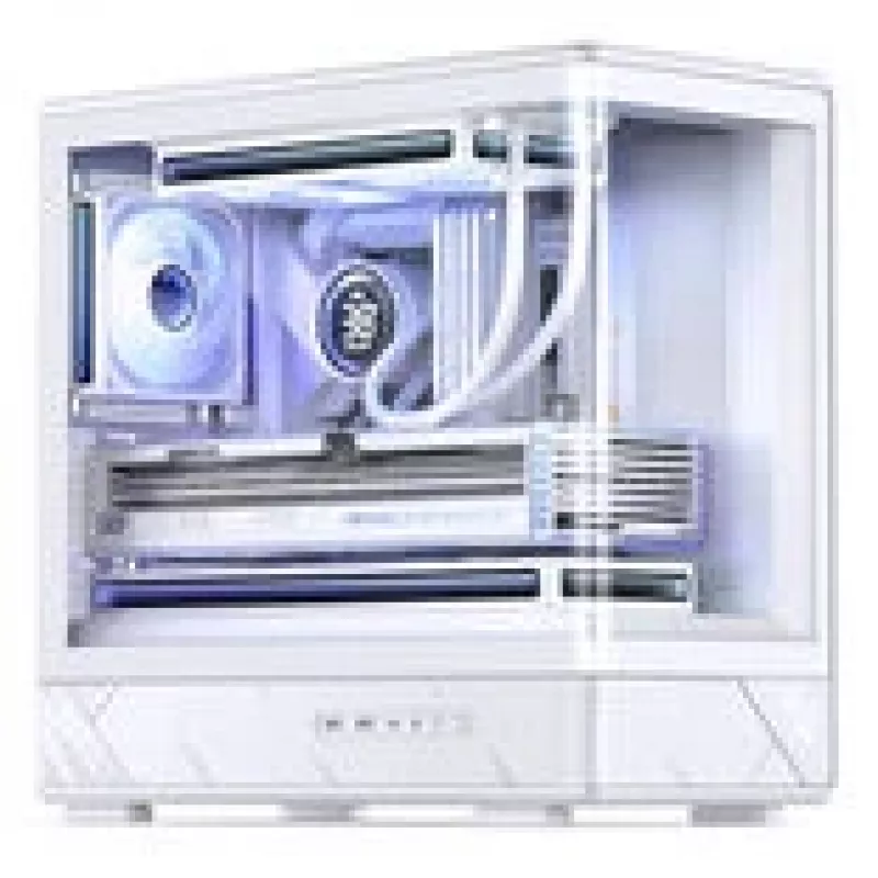 Caja torre midi mATX Jonsbo D200 blanca con cristal templado y mini indicador de temperatura