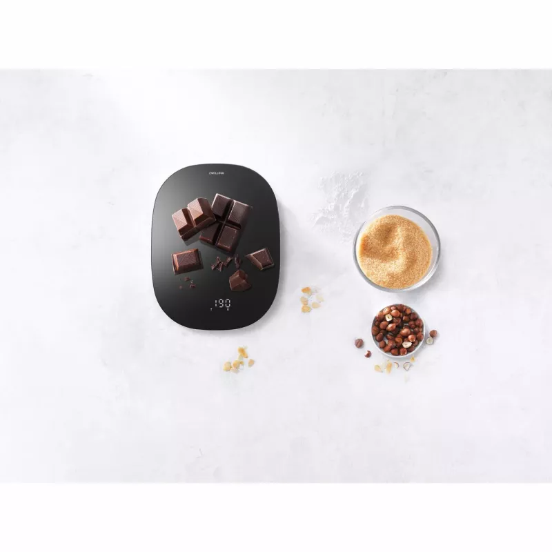 Báscula de cocina electrónica ZWILLING 53011-053-0 – capacidad de 10 kg, negra ovalada, pantalla LCD