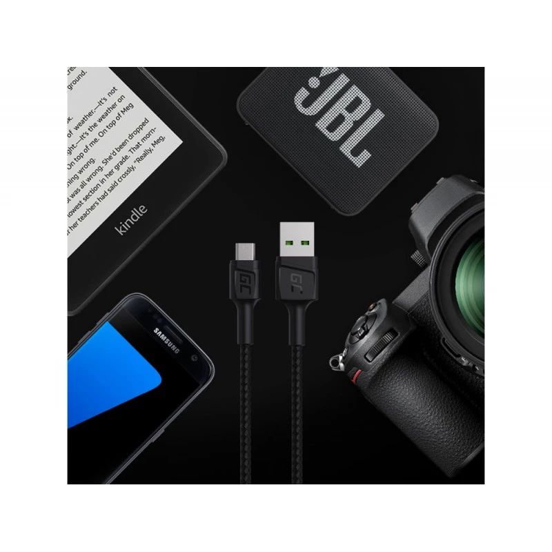 Cable USB 2.0 Green Cell KABGC20 — USB A a Micro-USB B, 1,2 m, negro