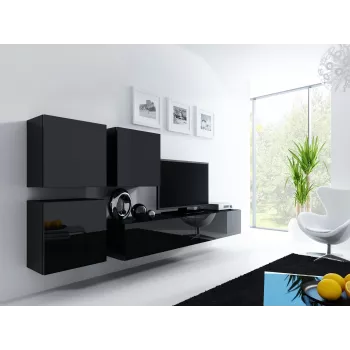 Armario de almacenamiento cama meble VIGO 50×50×30 cm de pared, negro/negro brillo