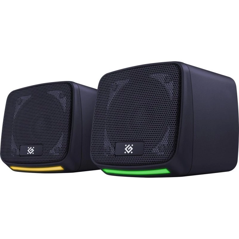Defender J3 2.0 altavoces para PC, 6 W, LED, alimentación USB, AUX, 90–20000 Hz, negros