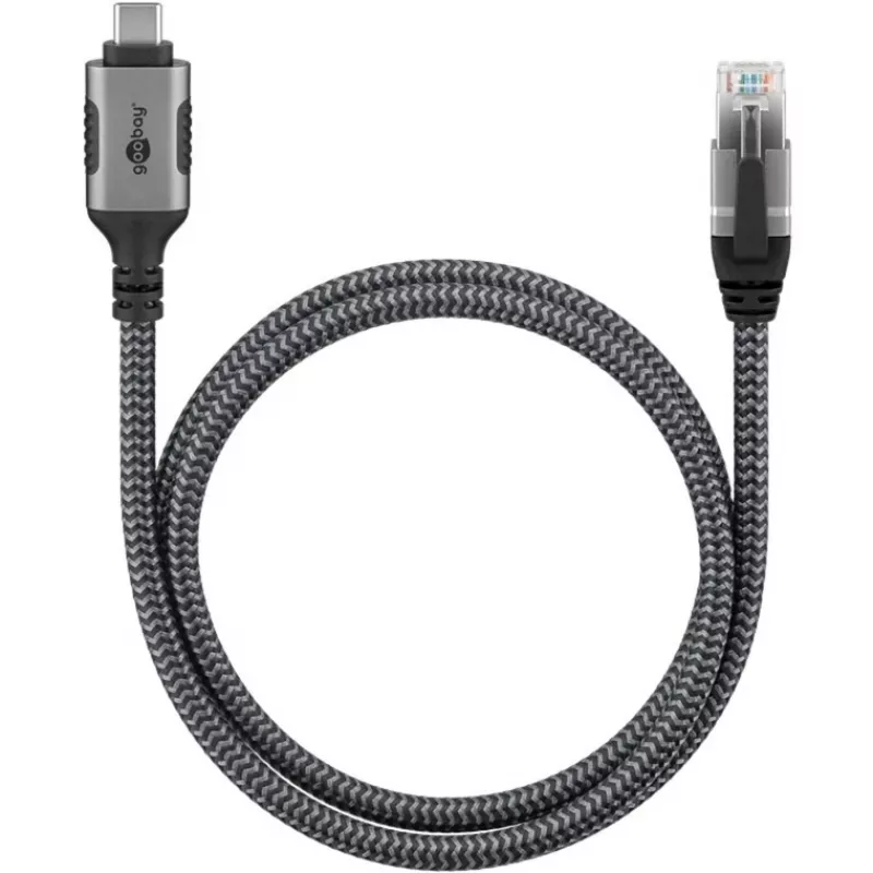 Goobay 70753 Cable USB-C a RJ45 Ethernet CAT 6 para conexión a internet por cable estable con router/módem/switch de red/sustituye adaptador USB a RJ45 / 1