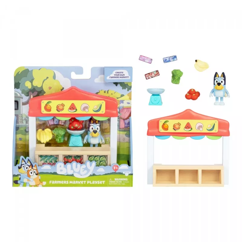 Set de figuras de juguete TMTOYS Mini Bluey tienda de alimentos BLU17555 - set de minifiguras para jugar