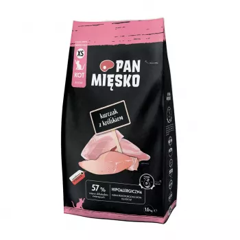 Pienso para gatos Pan Miesko con Pollo y Conejo XS 1,6 kg — bocado pequeño, para gatos jóvenes, 39 % proteína