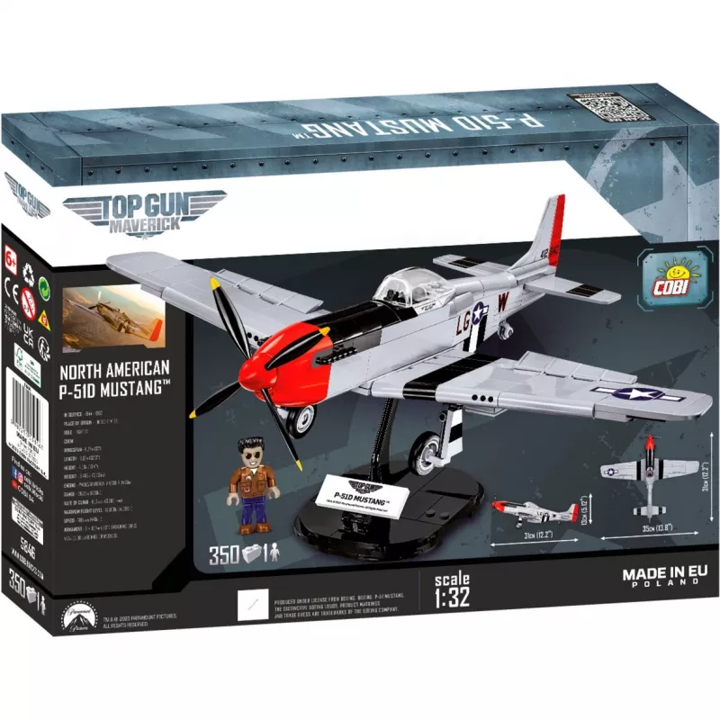 Top Gun Maverick P51D Mustang, juguete de construcción escala 1:32