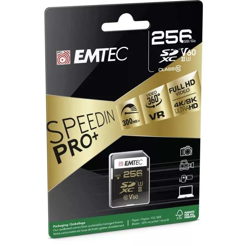 Tarjeta de memoria Emtec 256GB SDXC UHS-II ECMSD256GUHS2V60