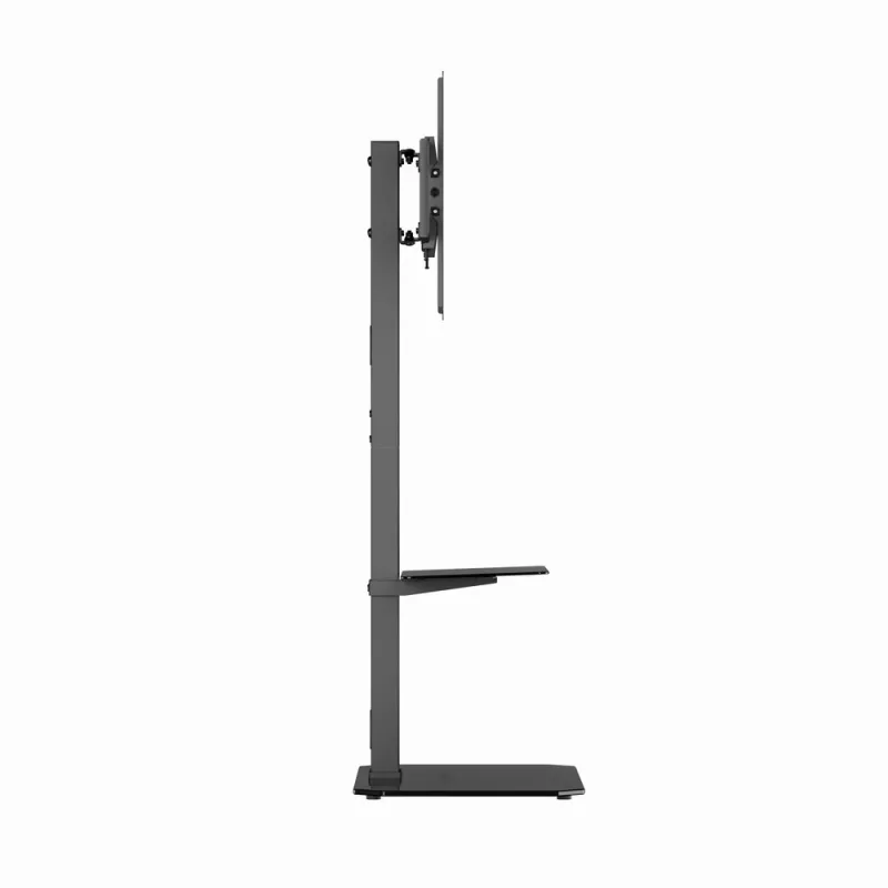 Soporte de TV de suelo GEMBIRD TVS-86ST-01 para televisores de 43–86 pulgadas, negro, base de vidrio templado, VESA 100x100–600x400, máx. 60 kg