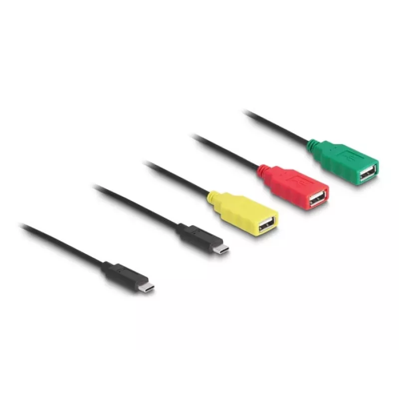 Hub USB DeLOCK 4 puertos USB 2.0 con cable USB Type-C a 3 x USB-A hembra + 1 x USB-C macho