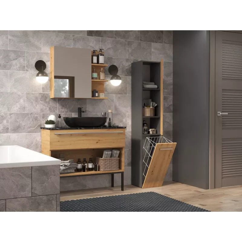 Top E Shop NEL IV ANTR/ART mueble de almacenaje para baño, grafito/roble