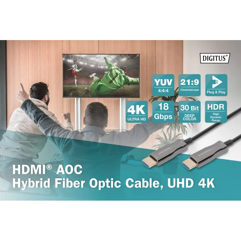 Cable de fibra óptica híbrida HDMI AOC Digitus AK-330125-200-S