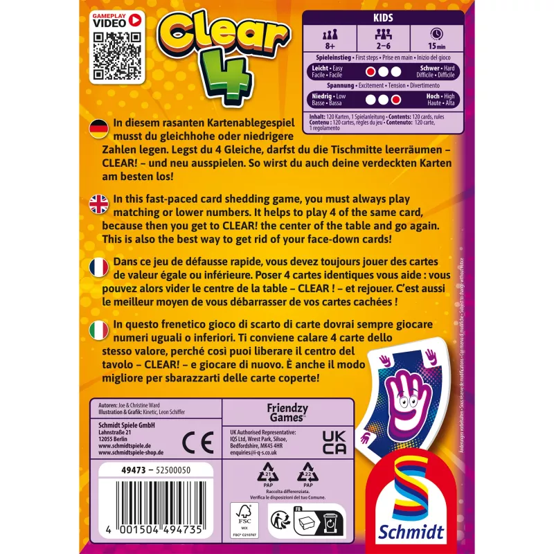 Clear 4, juego de cartas