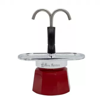 Bialetti Mini Express Magritte cafetera moka roja, plateada