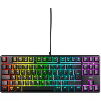 No name K4V2 Teclado TKL – diseño compacto tenkeyless, con cable, negro, distribución UK