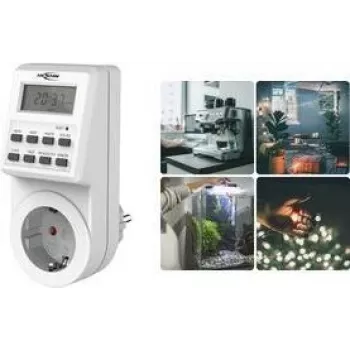 Temporizador digital de enchufe Ansmann 1260-0009 programa diario, programa semanal 3680 W función aleatoria, cambio horario verano/invierno, función de programación (1260-0009)