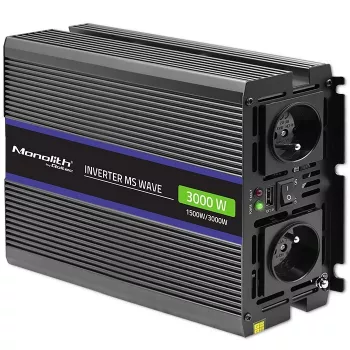Inversor QOLTEC Monolith 3000 MS Wave, 12V→230V, 1500/3000W, con USB
