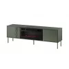 Mueble TV con chimenea Cama Meble TRESSE 180x40x54,5 cm — superficie verde mate, aglomerado