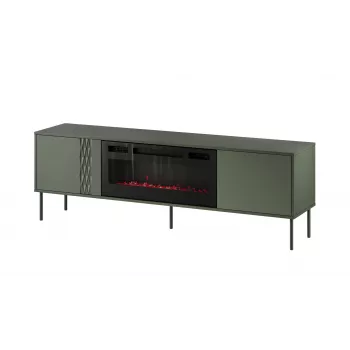 Mueble TV con chimenea Cama Meble TRESSE 180x40x54,5 cm — superficie verde mate, aglomerado