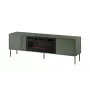 Mueble TV con chimenea Cama Meble TRESSE 180x40x54,5 cm — superficie verde mate, aglomerado