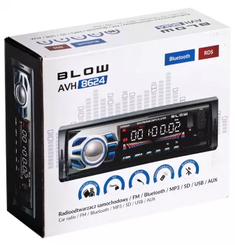 Autorradio BLOW AVH-8624 — FM RDS, 45W RMS, Bluetooth, USB, MicroSD, AUX, pantalla LCD, mando a distancia, negro