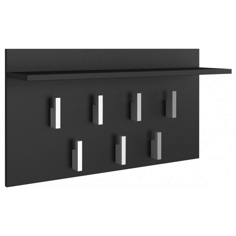 Perchero de pared Top E Shop WIESZAK 2F CZERŃ MAT — aglomerado, 7 ganchos, 700×200×400 mm, negro