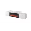 Mueble TV Cama Meble ROVA con chimenea eléctrica 190x37x48 cm blanco/blanco brillante