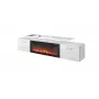 Mueble TV Cama Meble ROVA con chimenea eléctrica 190x37x48 cm blanco/blanco brillante