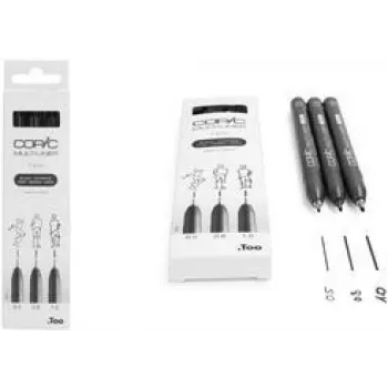 COPIC Multiliner Rotulador fino negro 0,5 + 0,8 + 1,0 mm, 3 unidades (22075632)